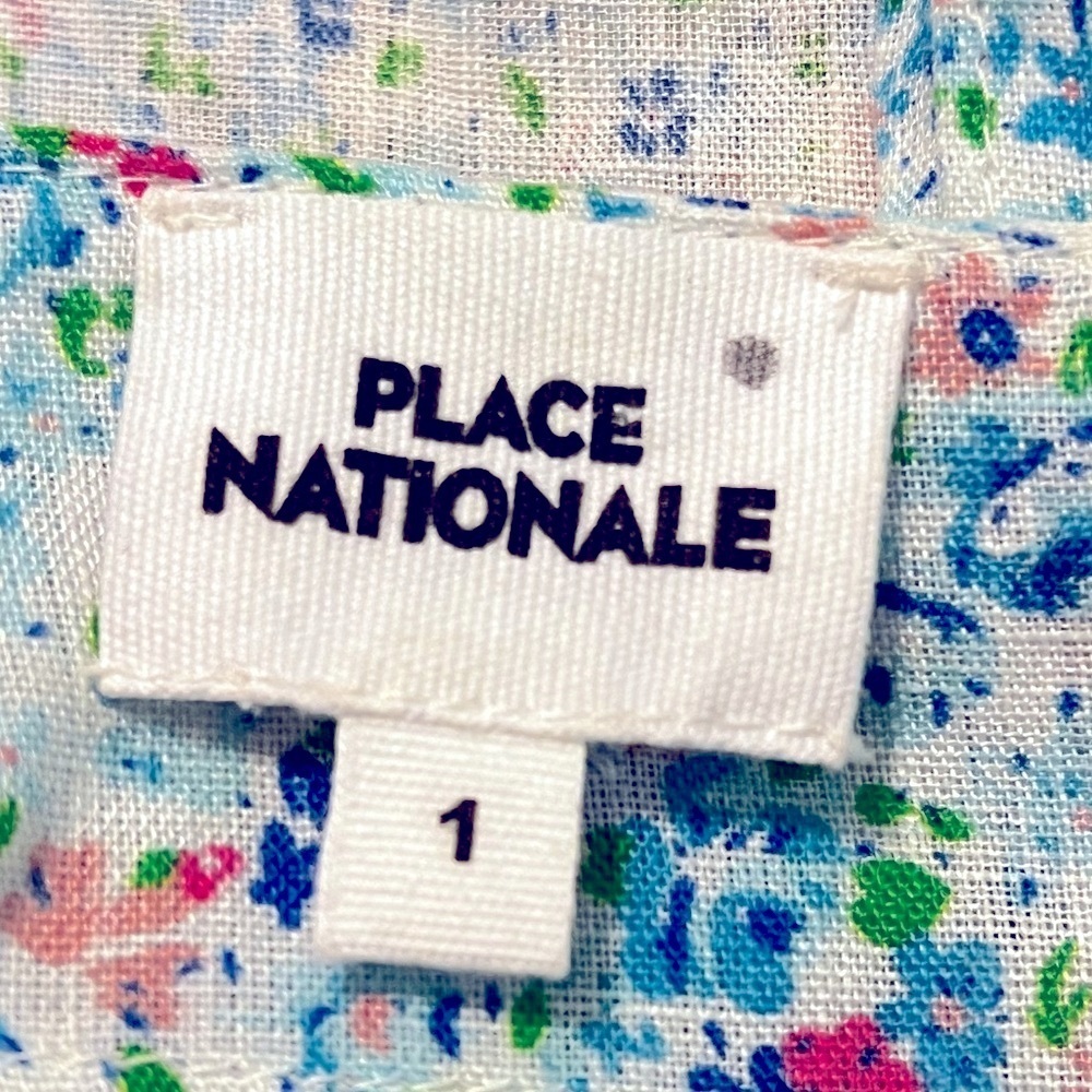 Place Nationale Le Vauclin Crop Top 100% Linen Floral Print Flutter Sleeves XS - Picture 3 of 8